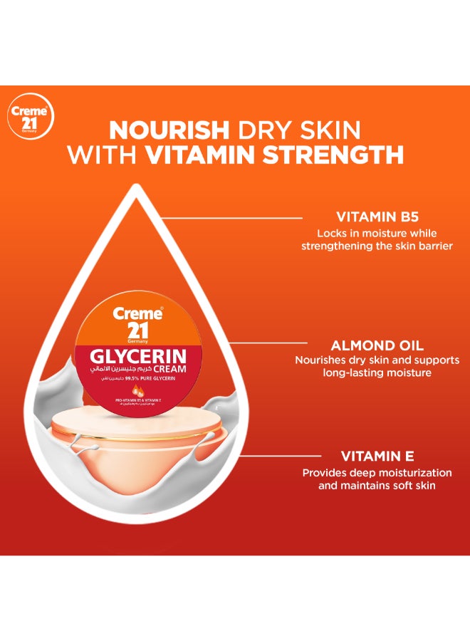 Creme 21 Glycerin Cream | 99.5% Pure Glycerin Skin Softener | Instant Relief for Severely Dry & Chapped Skin | Enriched with Vitamin E & Pro- B5 | Dermatologically Tested & Born in Germany - Image 2